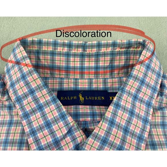 Ralph Lauren Button Down Shirts Mens XXL Blue Plaid Multi Long Sleeve “Read” - Picture 7 of 16